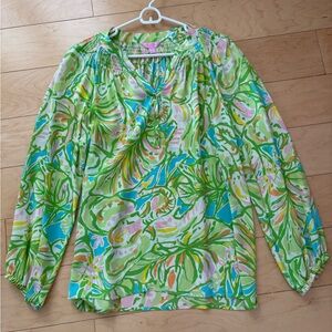 Lilly Pulitzer Women's Green Floral Top
